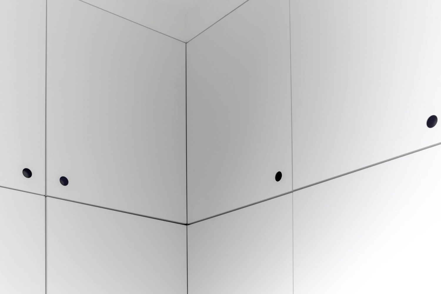 White cupboard doors with circular cut-out handles