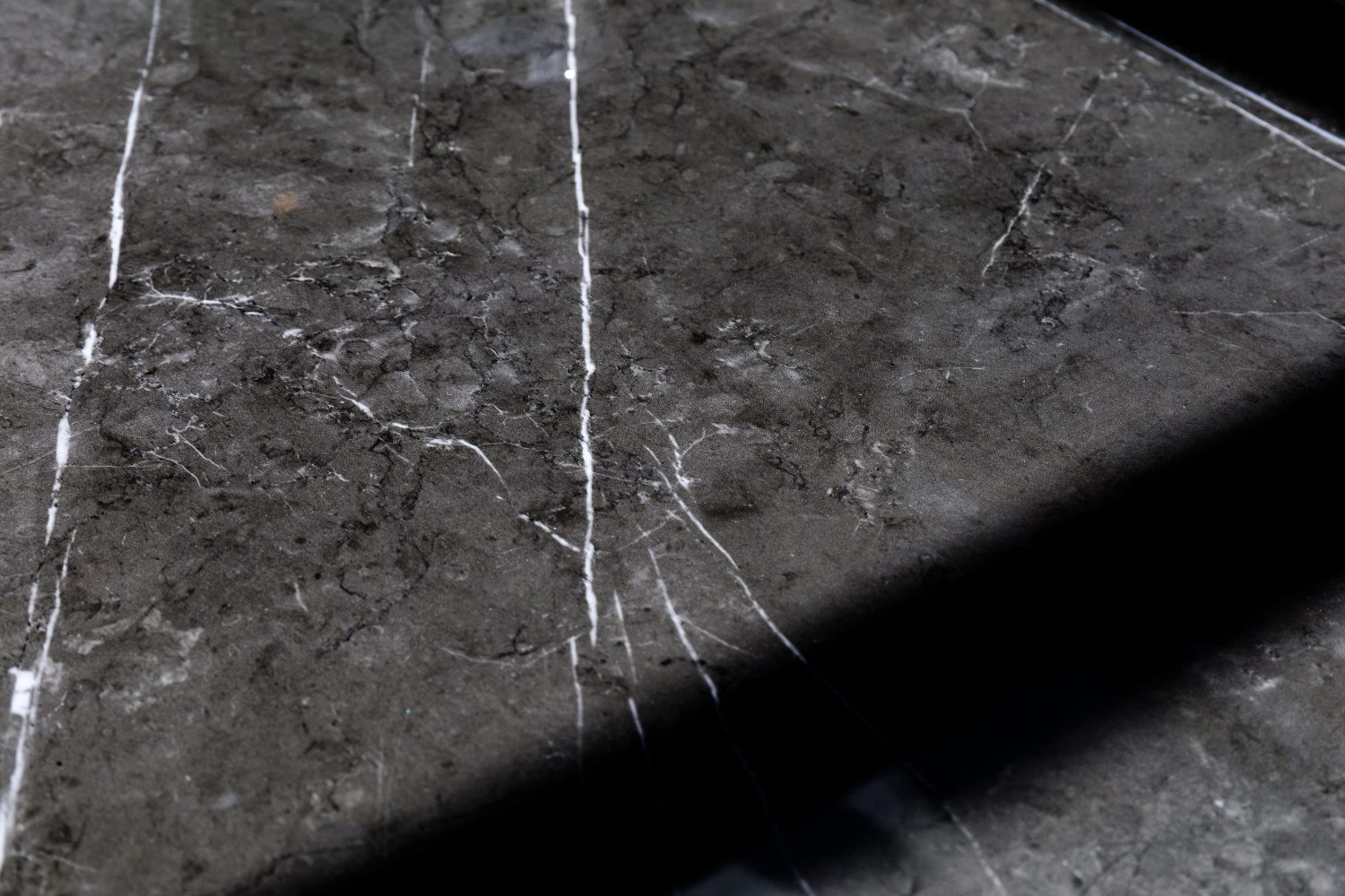 Close up dark grey marble countertop